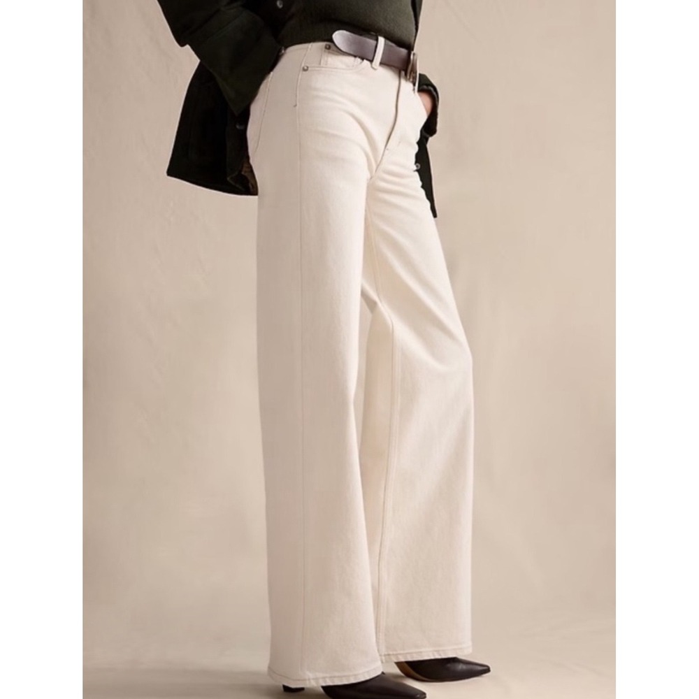 Banana Republic Icon High-Rise Rigid Wide Leg Jeans Cream Off-White Denim 29 - Picture 12 of 12